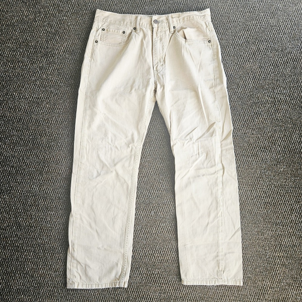 Levi Jeans Men's Size 33x30 Regular Fit Light Yellow Creme Beige Y2K Distressed